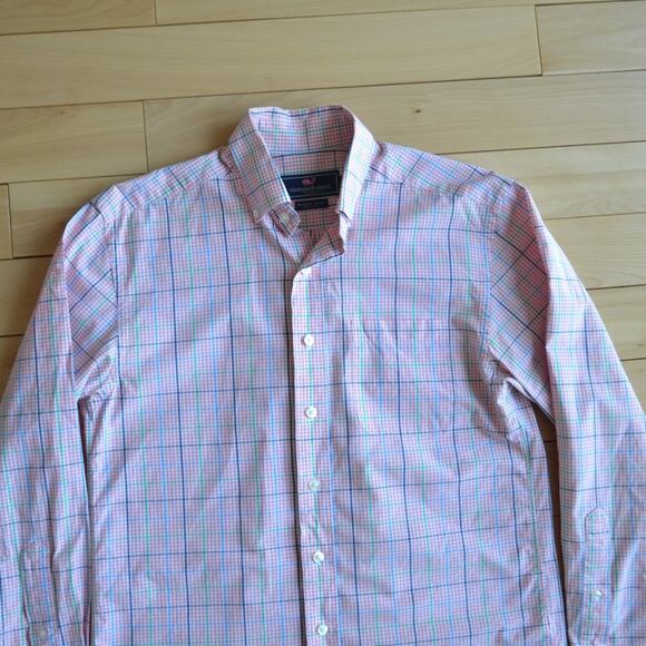 Vineyard Vines Button Down Shirt Plaid Murray Pink Size S - Picture 2 of 4